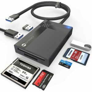 Najlepšia možnosť rozbočovača USB: Rozbočovač čítačky viacerých kariet WARRKY pre 3 porty USB 3.0