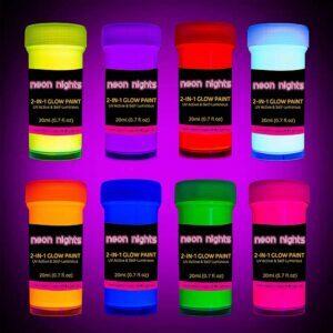 Najlepsza opcja farby świecącej w ciemności: neony Zestaw farb akrylowych 2 w 1 Glow In The Dark