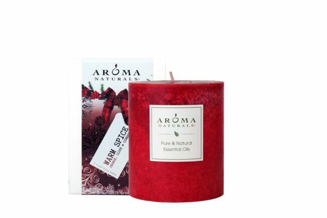Det beste alternativet for julelys: Aroma Naturals Holiday Scented Pillar Candle, Warm Spice