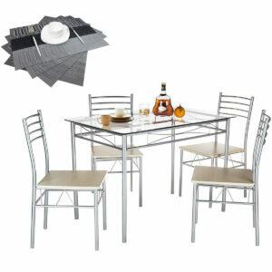 Melhores opções de mesas de jantar: Mesa de jantar VECELO com 4 cadeiras