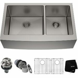 Най-добрите опции за мивка в селска къща: Стандартна кухня Kraus KHF203-33