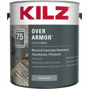 A melhor opção de resurfacer de concreto: KILZ Over Armor Textured Wood_Concrete Coating