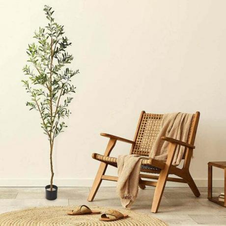 Лучший вариант искусственного оливкового дерева Почти натуральное 82-дюймовое оливковое дерево из искусственного шелка