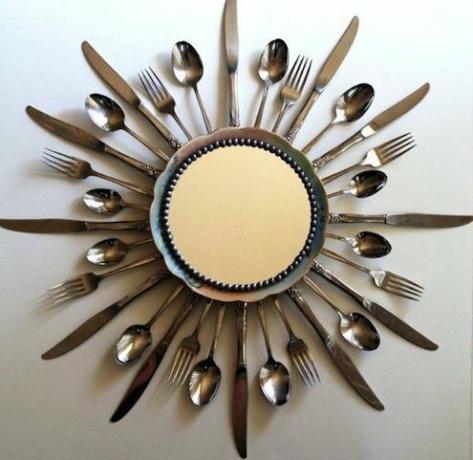 Srebrna posoda DIY - ogledalo Sunburst