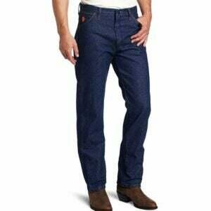 A melhor opção de calça de trabalho de construção: Jeans Wrangler masculino resistente a chamas original fit