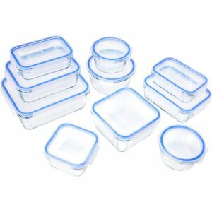 Лучший вариант морозильных контейнеров: Amazon Basics для хранения продуктов со стеклянными запирающимися крышками