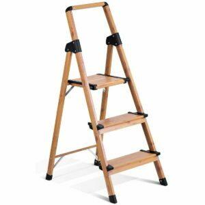 De beste trapladderoptie: Delxo lichtgewicht aluminium Woodgrain 3-traps ladder