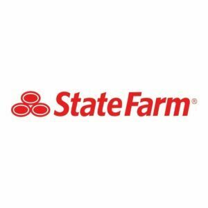 Die Worte „State Farm“ sind in Rot geschrieben und erscheinen mit dem roten Logo des Unternehmens auf weißem Hintergrund.