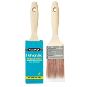 La mejor opción de pinceles para gabinetes: Minwax Polycrylic Flat Stain Brush de 2 pulgadas