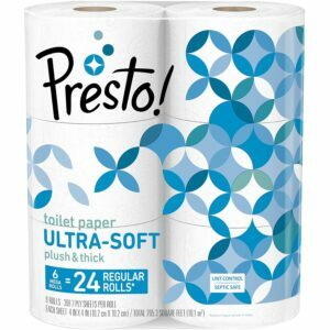 საუკეთესო ტუალეტის ქაღალდი სეპტიკური ვარიანტისთვის: პრესტო! 308-ფურცელი მეგა რულეტიანი ტუალეტის ქაღალდი