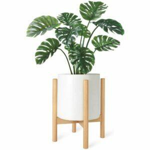 Os melhores presentes para amantes de plantas Opção: Suporte para plantas Mkono Suporte para vasos de madeira de meados do século