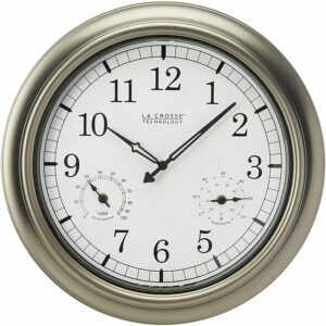 საუკეთესო გარე პარამეტრები: Clock_La Crosse Technology WT-3181P ლითონის საათი, 18 ინჩი