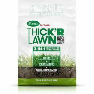 Geriausias aukštų eraičinų žolių sėklų variantas: „Scotts Turf Builder Thick'R Lawn Tall Fescue Mix“