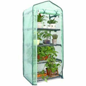 La mejor opción de invernadero compacto: Mini invernadero Ohuhu para interiores y exteriores de 4 niveles