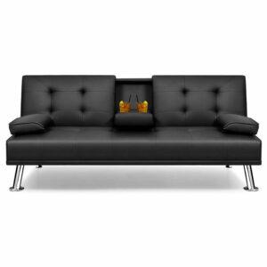 Лучшие варианты кроватей для гостей: диван-кровать Flamaker Futon Modern Faux Leather Couch