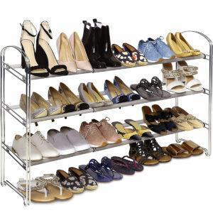 Geriausi batų organizatoriaus variantai: „Sevilijos klasika“ 3 pakopų išplečiama 24 porų batų lentyna