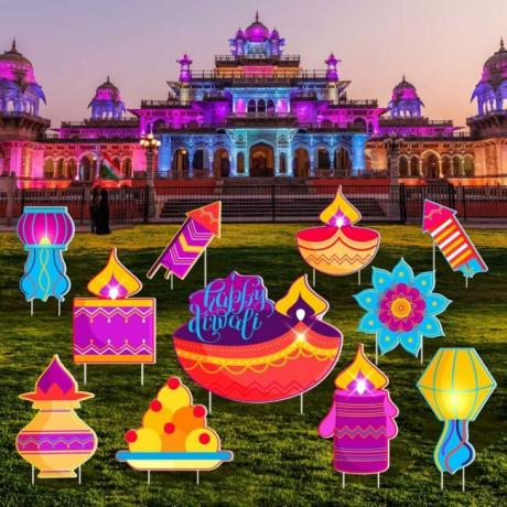 decorațiuni colorate pentru semne de diwali-curte