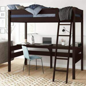 A melhor opção de cama infantil com mesa: Dorel Living Harlan Wood Loft Bed com escada