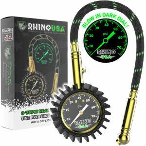 Melhores opções de medidor de pressão de pneu: medidor de pressão de pneu para serviço pesado Rhino USA (0-75 PSI)