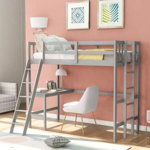 Den bedste børneloftseng med skrivebordsmulighed: Harper & Bright Designs Twin Loft -seng med skrivebord