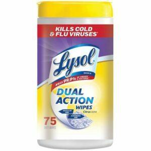 Det beste telefonrengjøringsalternativet: Lysol Dual Action Desinfecting Wipes, Citrus, 75 Ct