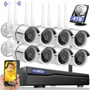 Os melhores sistemas de câmeras de segurança sem fio ao ar livre com opção de DVR: Ohwoai Security Camera System Wireless