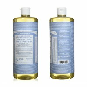 Melhores produtos de limpeza naturais: sabonete líquido de castela do Dr. Bronner