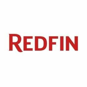 A palavra 'Redfin' está escrita em vermelho sobre um fundo branco.