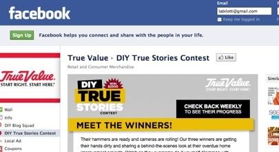ट्रू वैल्यू फेसबुक " DIY ट्रू स्टोरीज" स्क्रीन शॉट