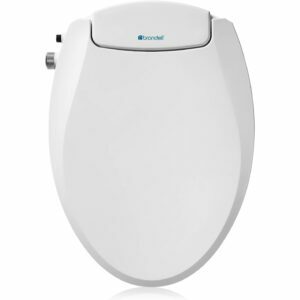 Brondell EcoSeat S101 არაელექტრო ბიდე ტუალეტის სავარძელი თეთრ ფონზე.