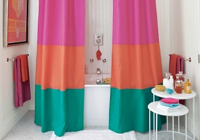 Como fazer uma cortina de chuveiro - Bloco de cores