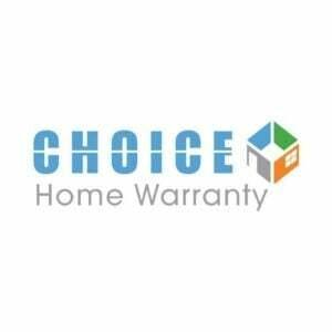 Besede 'choice home warranty' so napisane v modri in sivi barvi poleg večbarvnega logotipa podjetja na belem ozadju.