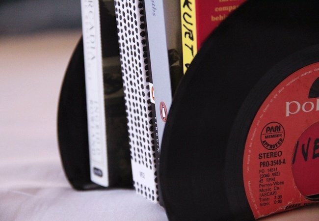 DIY Bookends - vinylové platne