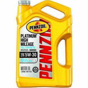 O melhor óleo para cortador de grama opção: óleo sintético completo Pennzoil Platinum de alta quilometragem