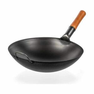 La mejor opción de wok de acero al carbono: Sartén para wok de acero al carbono pre-sazonado YOSUKATA