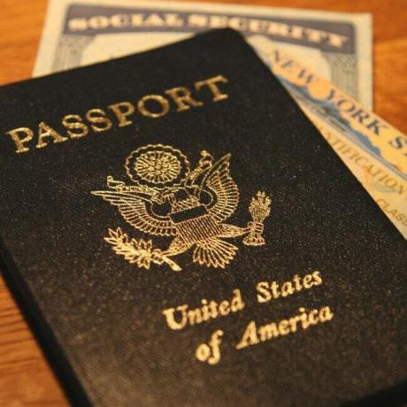 Διαβατήριο, κοινωνική ασφάλιση, ταυτότητα της Νέας Υόρκης. ρηχό ντοφ.