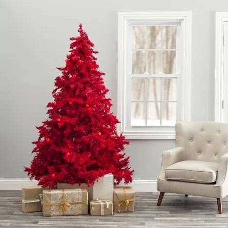 Wayfair árbol de navidad alternativo árbol rojo