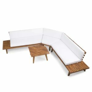 A melhor opção seccional externa: AllModern Yakima Acacia Assentos de madeira maciça para 4 pessoas