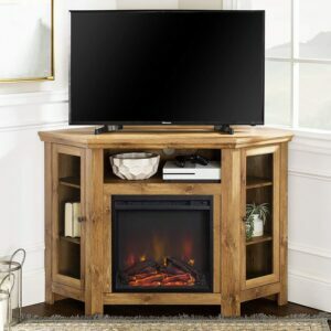 A melhor opção de suportes de TV para lareira elétrica: Walker Edison 48 polegadas Wood Corner TV Stand