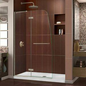 ตัวเลือกประตูห้องอาบน้ำ Frameless ที่ดีที่สุด: DreamLine Aqua Ultra Frameless บานพับประตูห้องอาบน้ำ