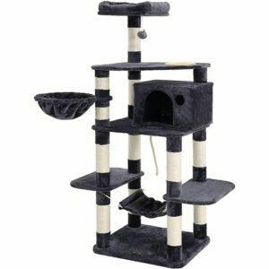 The Best Cat Tree Option: FEANDREA 63,8 ιντσών Sturdy Cat Tree with Feeding Bowl