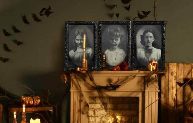 Labākā Helovīna rotājumu iespēja: Lansijas Helovīna dekorācijas mainīga sejas attēla rāmis