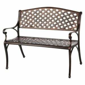 Nejlepší možnost venkovních laviček: Patio Sense starožitná bronzová litá hliníková lavička na terasu