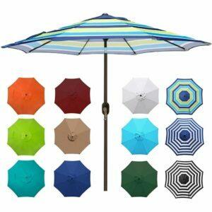 En İyi Veranda Şemsiyesi Seçeneği: Blissun 9' Dış Mekan Alüminyum, Çizgili Veranda Şemsiyesi