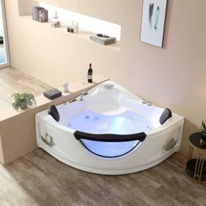 A melhor opção de banheiras de hidromassagem: banheira de canto de LED de hidromassagem de 59" Empava