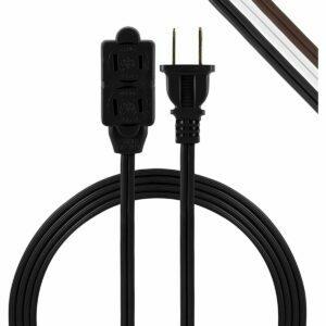 Cea mai bună opțiune de cablu prelungitor: GE, negru, bandă de alimentare cu 3 prize, cablu prelungitor de 6 ft