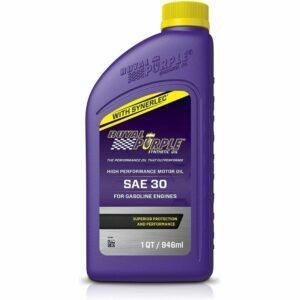 Il miglior olio per l'opzione tosaerba: olio sintetico SAE 30 con licenza API Royal Purple 01030