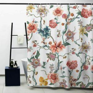 Nejlepší možnost sprchové opony: Dekorativní květinová sprchová opona z látky MACOFE