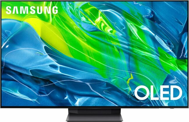Samsung 65-tums OLED 4K TV på vit bakgrund