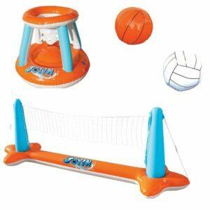 最高のプールおもちゃオプション：JOYINによるインフレータブルプールフロートセットバレーボールネット